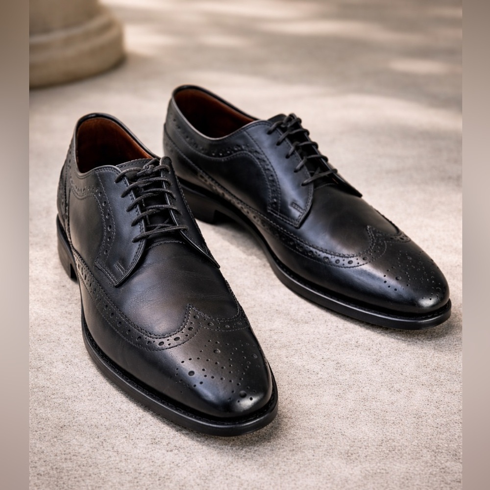 Allen Edmonds Larchmont Oxford Wingtip Black‎ Leather Shoes Size 8
